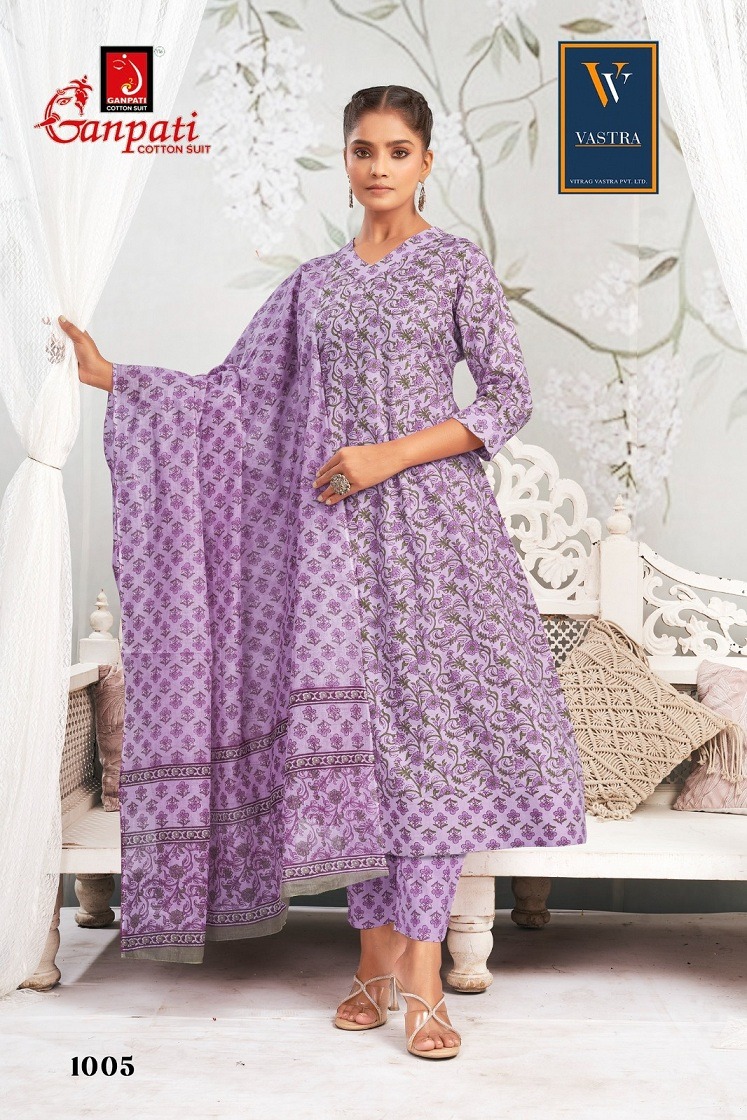 GANPATI ANARKALI VOL 1 COTTON PRINTED SUITS