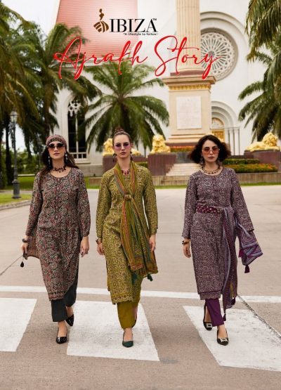 IBIZA AJRAKH STORY VISCOSE PRINTED SUIT CATALOGUE