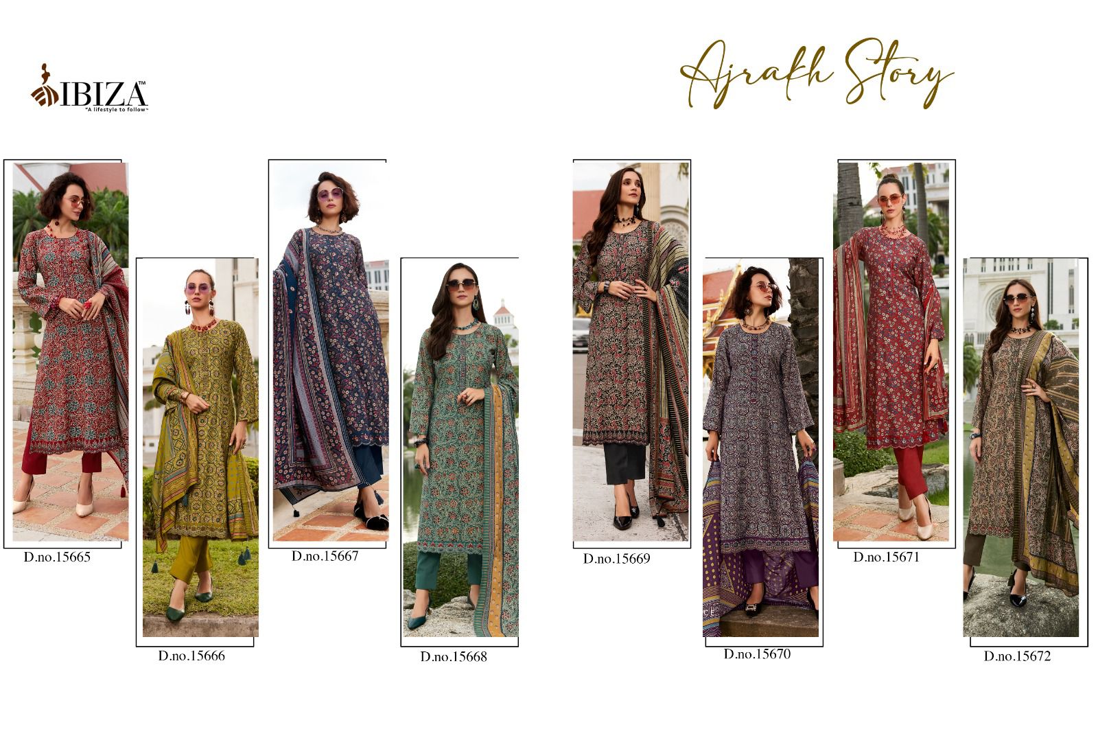 IBIZA AJRAKH STORY VISCOSE PRINTED SUIT CATALOGUE