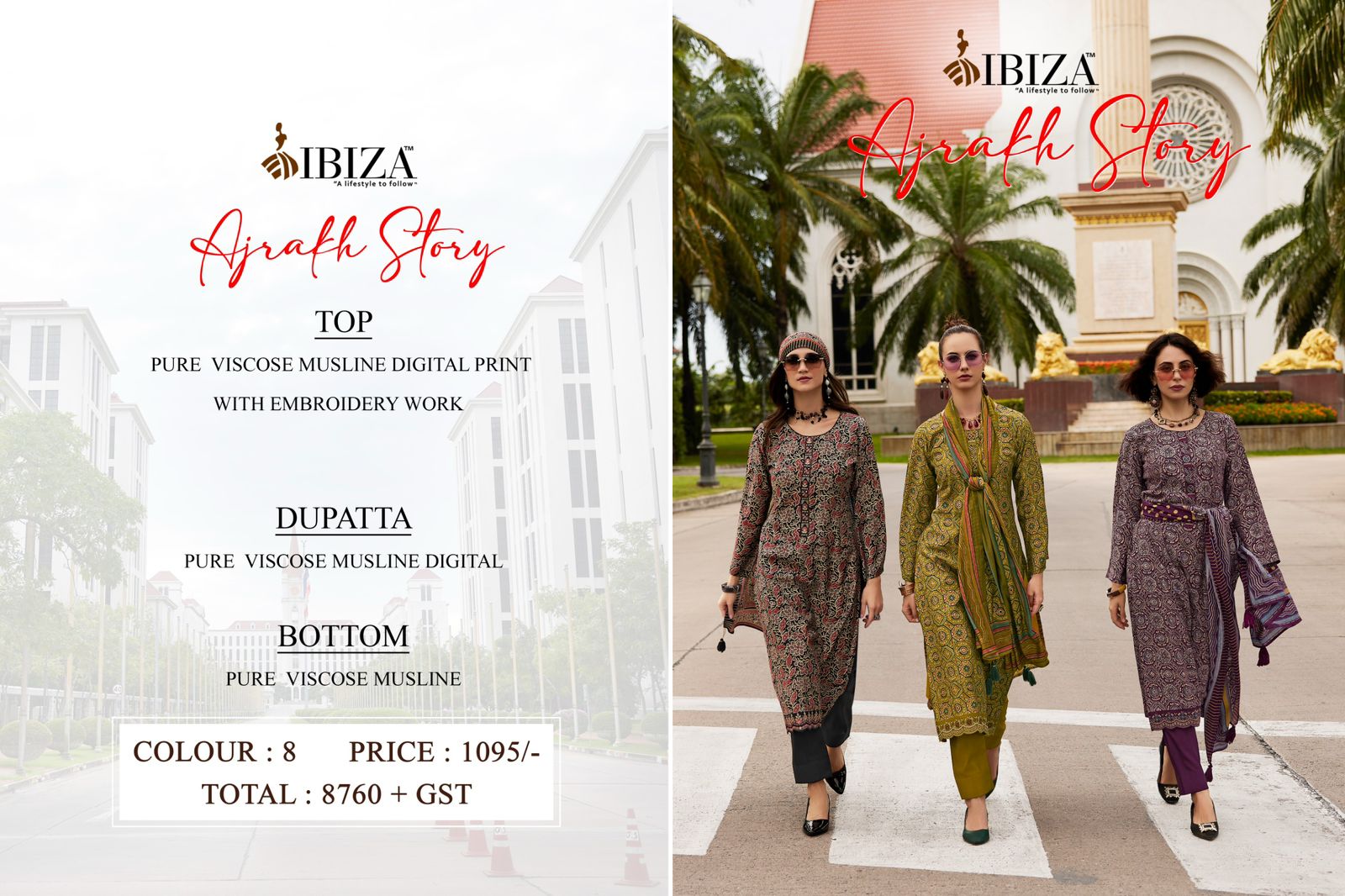 IBIZA AJRAKH STORY VISCOSE PRINTED SUIT CATALOGUE