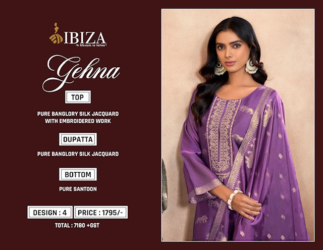 IBIZA GEHNA BANGLORY SILK SALWAR SUIT WHOLESALER