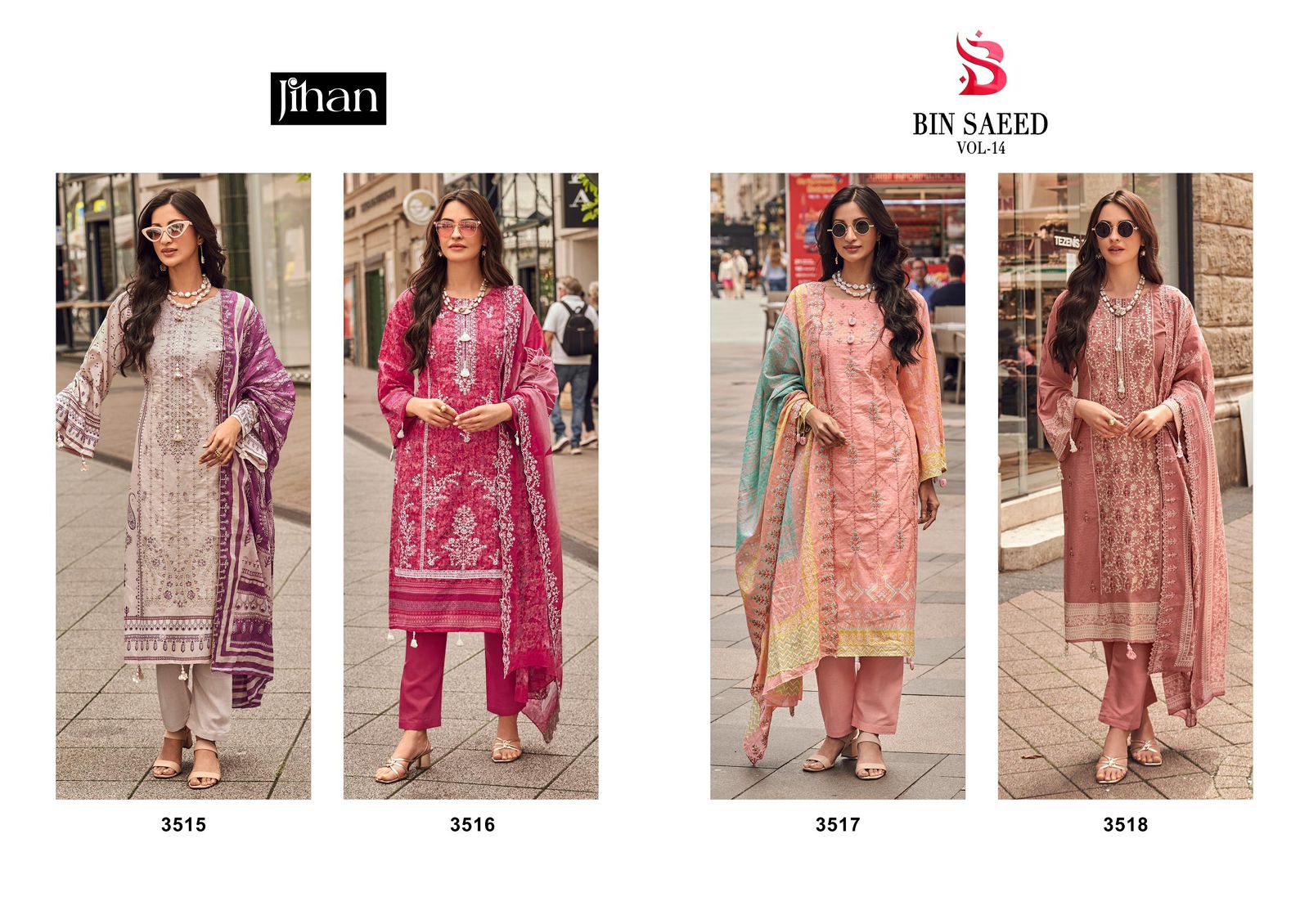 JIHAN BIN SAEED VOL 14 LAWN COLLECTION SUITS