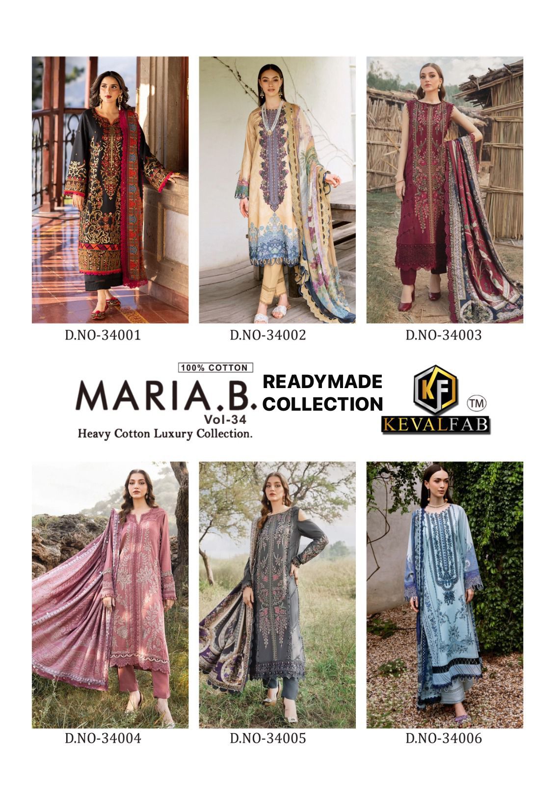 KEVAL FAB MARIA B VOL 34 READYMADE COTTON SUITS