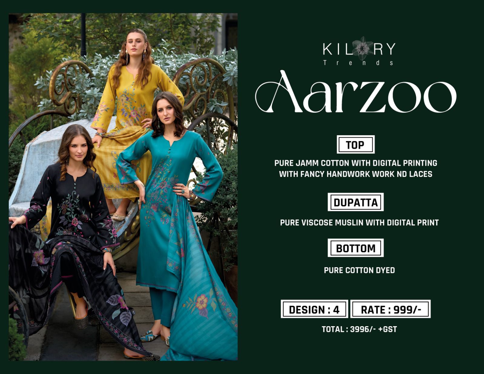 KILORY TRENDS AARZOO COTTON PRINTED SUITS WHOLESALER