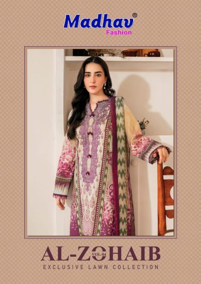 MADHAV FASHION AL ZOHAIB VOL 4 PURE LAWN SUITS