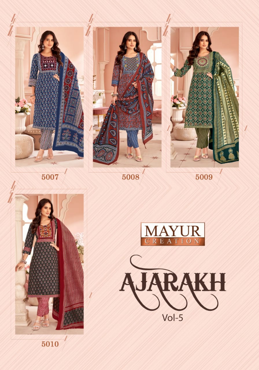 MAYUR CREATION AJARAKH VOL 5 READYMADE KURTIS CATALOGUE