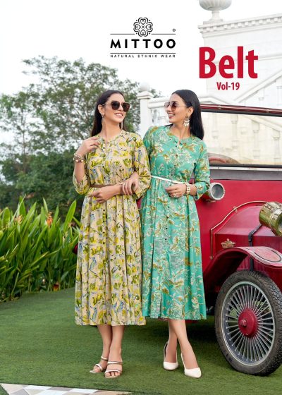 MITTOO BELT VOL 19 RAYON PRINTED KURTI SUPPLIER