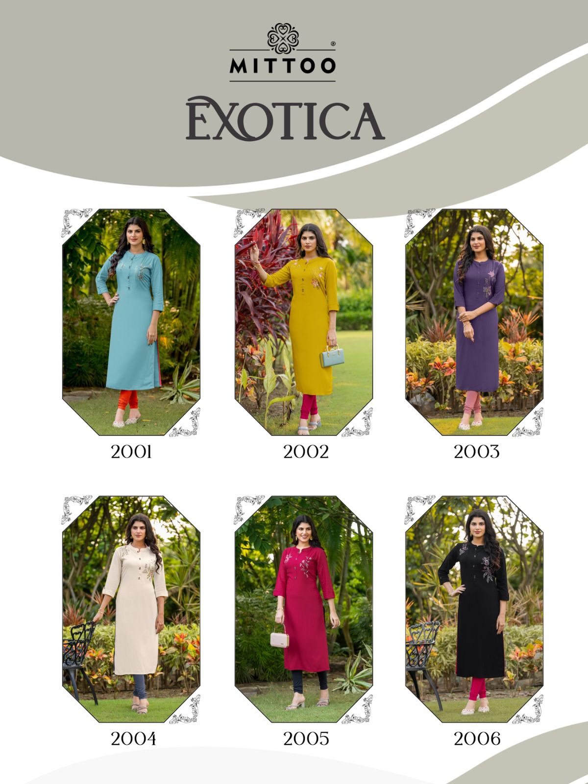 MITTOO EXOTICA REYON HANDWORK KURTIS CATALOG