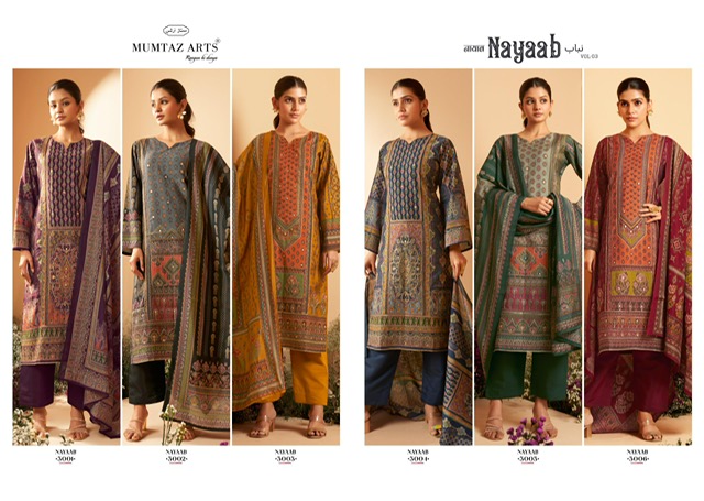 MUMTAZ ARTS NAYAAB VOL 3 VISCOSE MUSLIN SUITS