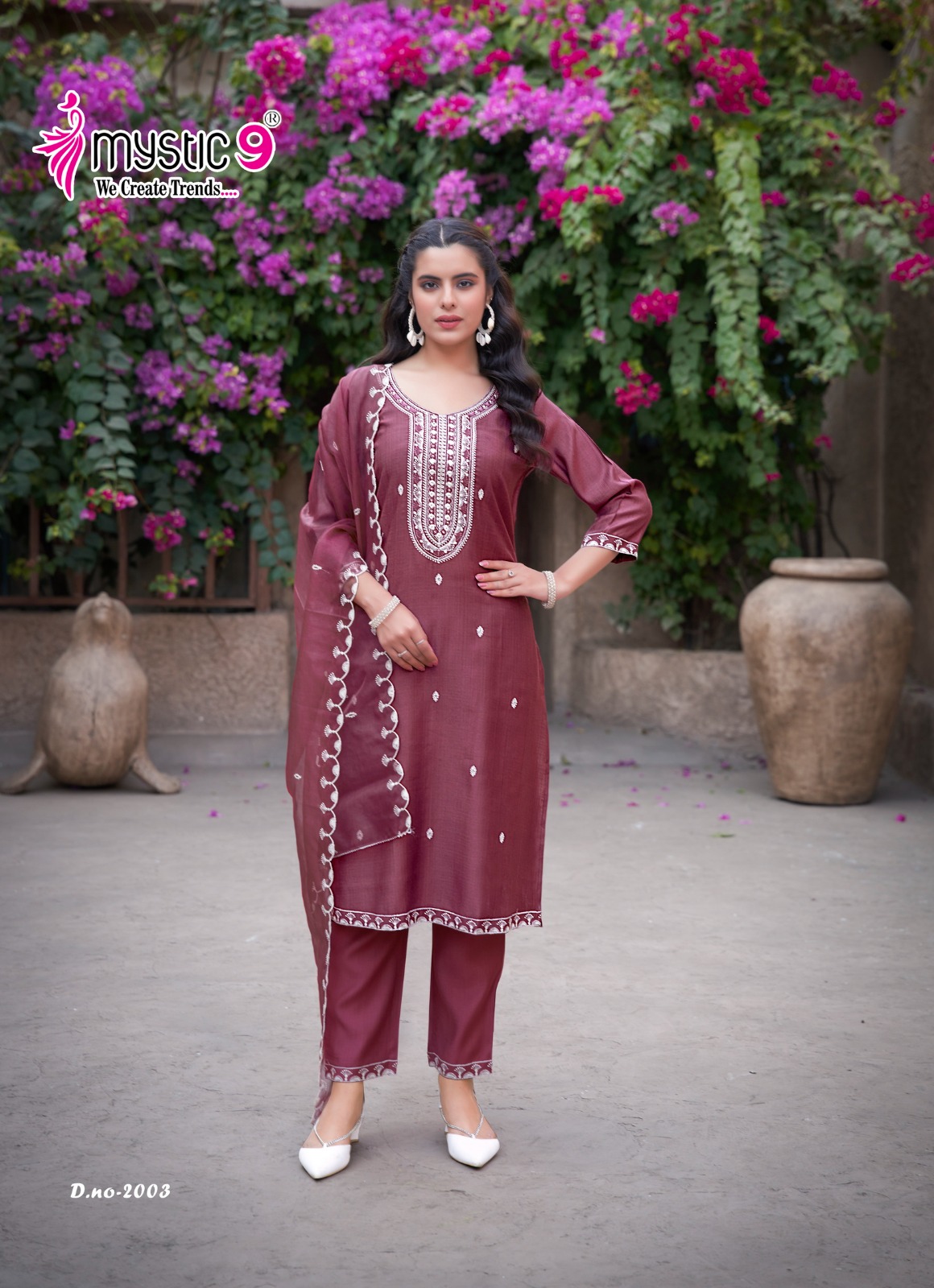 MYSTIC 9 FLORA VOL 2 VISCOSE EMBROIDERY READYMADE KURTI