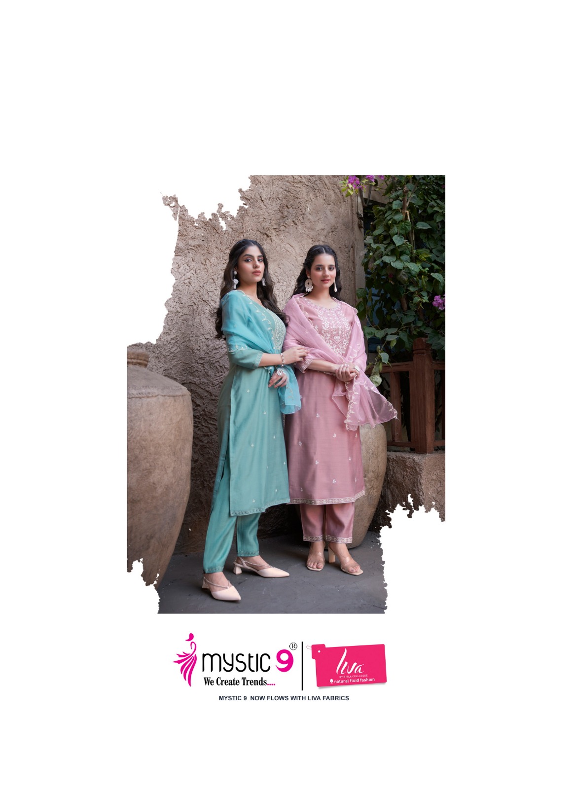 MYSTIC 9 FLORA VOL 2 VISCOSE EMBROIDERY READYMADE KURTI