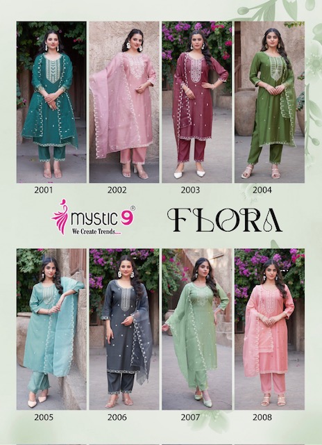 MYSTIC 9 FLORA VOL 2 VISCOSE EMBROIDERY READYMADE KURTI