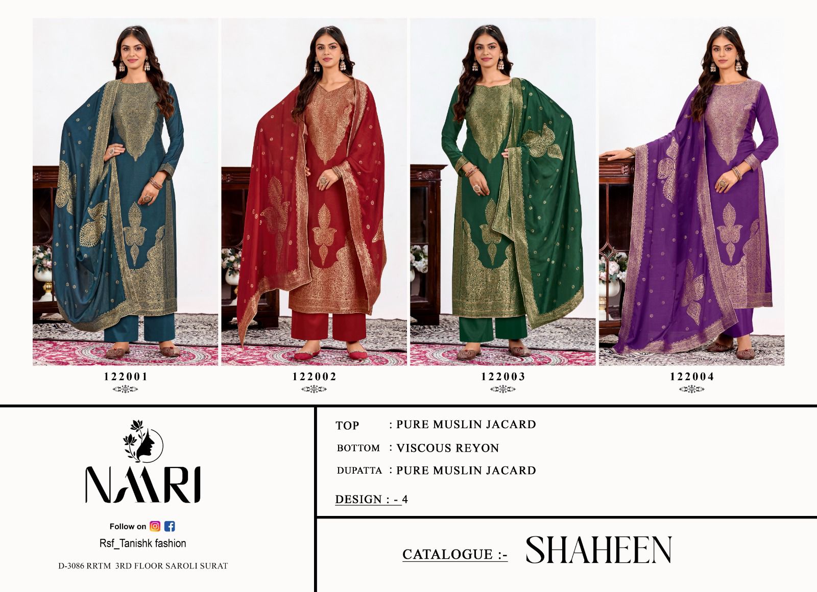 NAARI SHAHEEN PURE MUSLIN SALWAR SUIT WHOLESALER