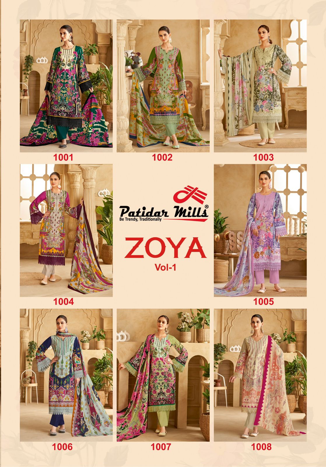 PATIDAR MILLS ZOYA VOL 1 COTTON PRINTED SUITS SUPPLIER