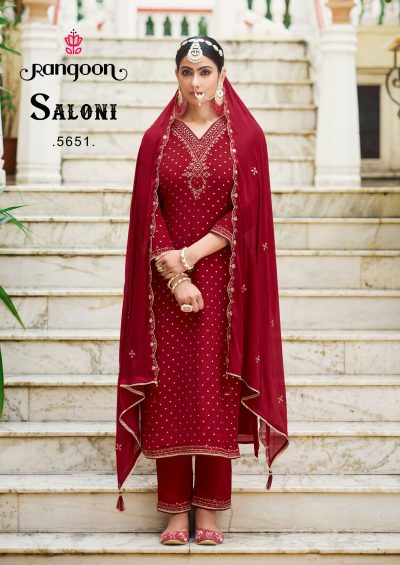 RANGOON SALONI CHINON EMBROIDERY READYMADE KURTI