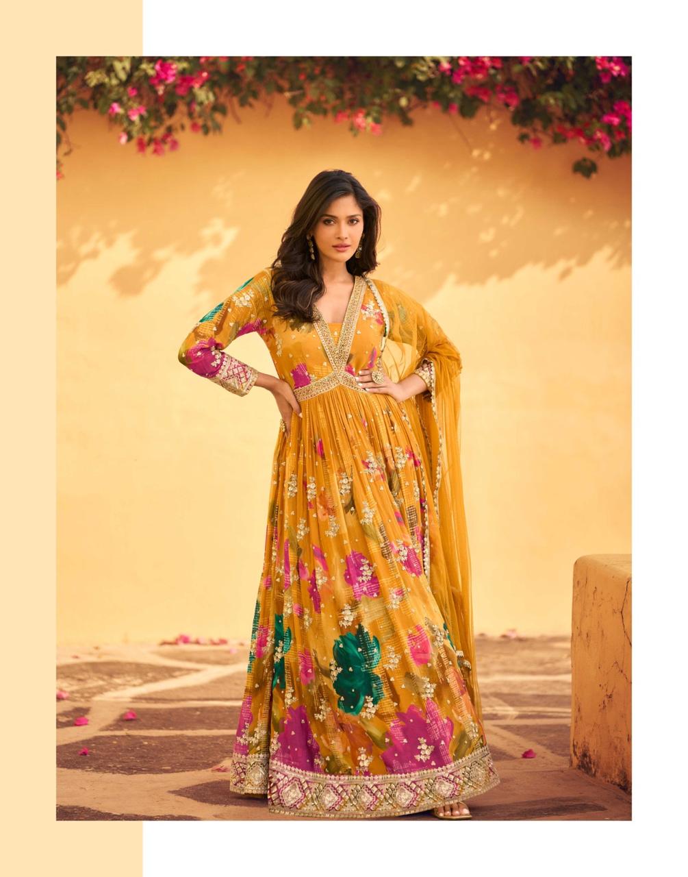 SAYURI DESIGNER RANI CHINON SILK FANCY SUITS