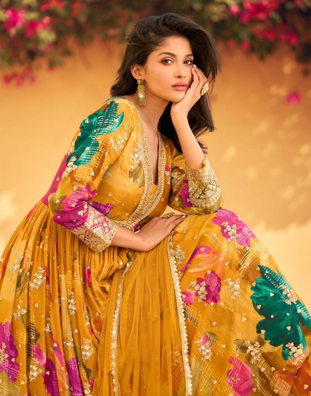 SAYURI DESIGNER RANI CHINON SILK FANCY SUITS