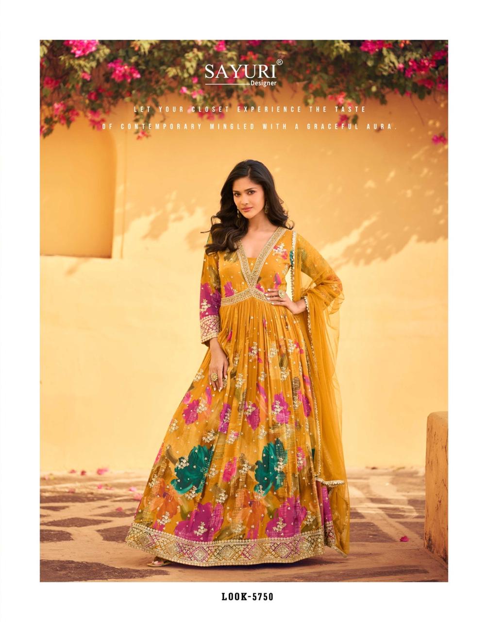 SAYURI DESIGNER RANI CHINON SILK FANCY SUITS