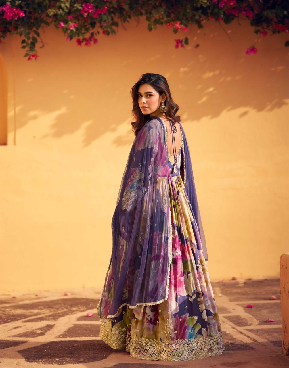 SAYURI DESIGNER RANI CHINON SILK FANCY SUITS