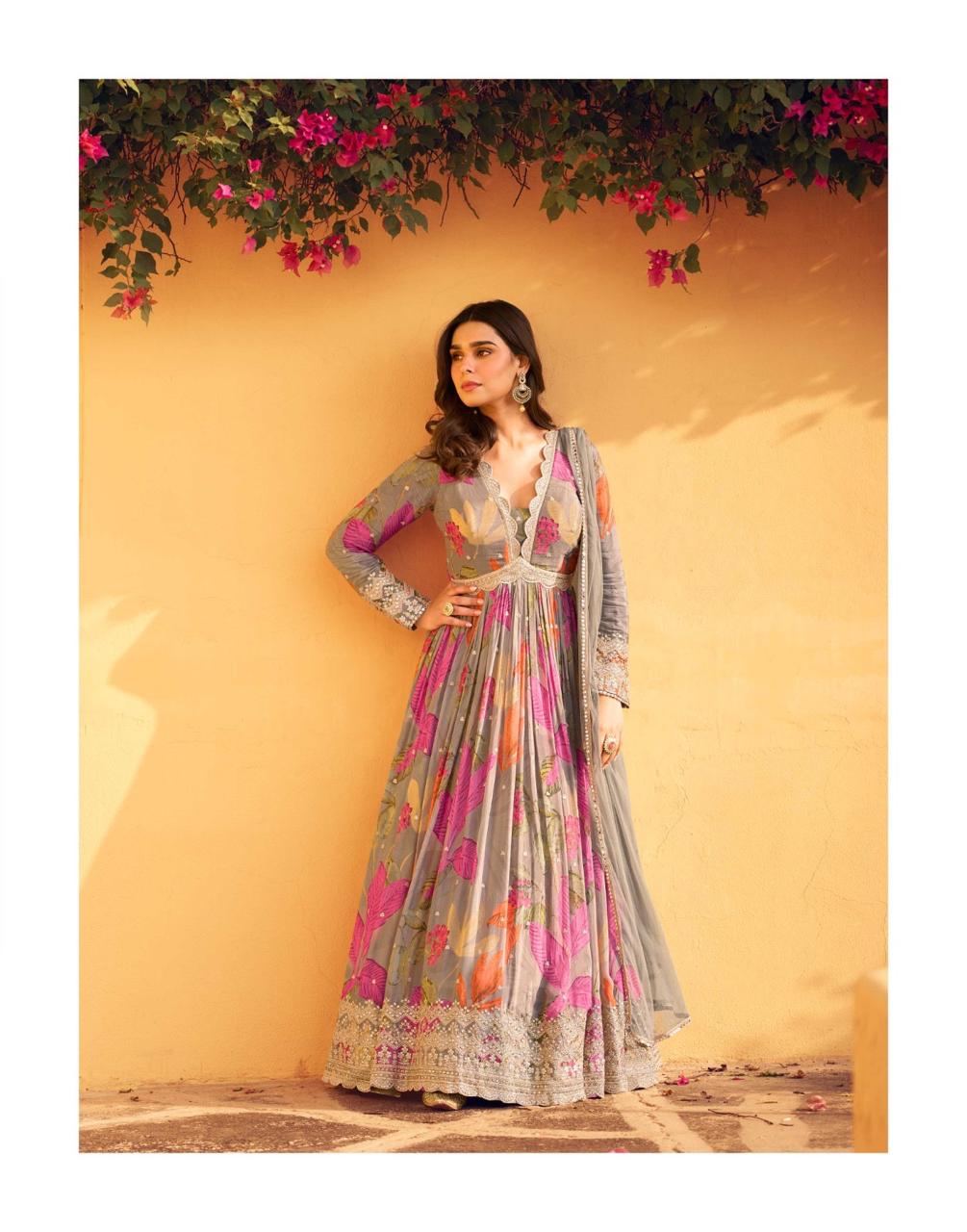 SAYURI DESIGNER RANI CHINON SILK FANCY SUITS