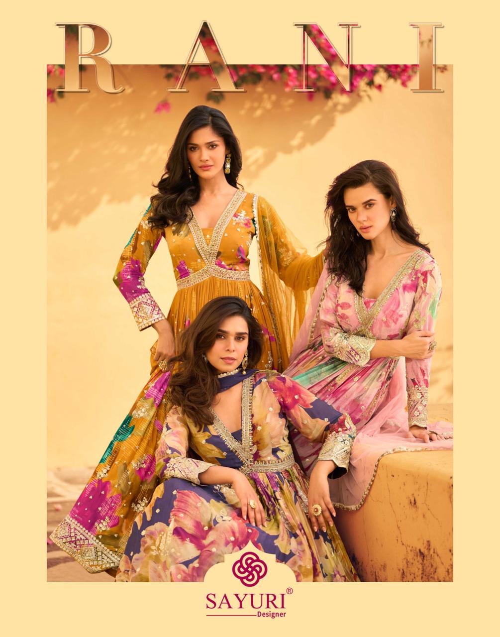 SAYURI DESIGNER RANI CHINON SILK FANCY SUITS