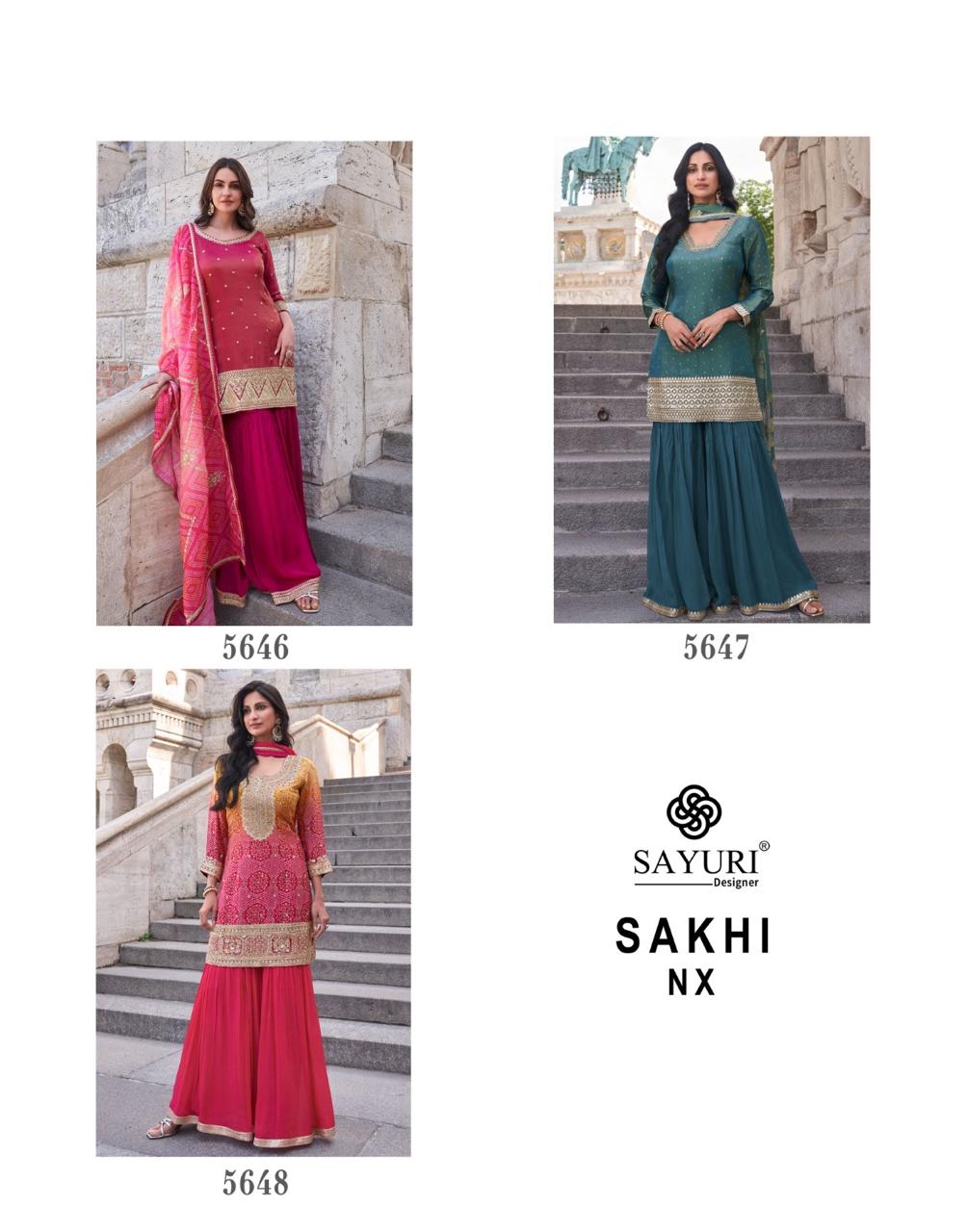 SAYURI DESIGNER SAKHI NX DESIGNER CHINNON SUITS