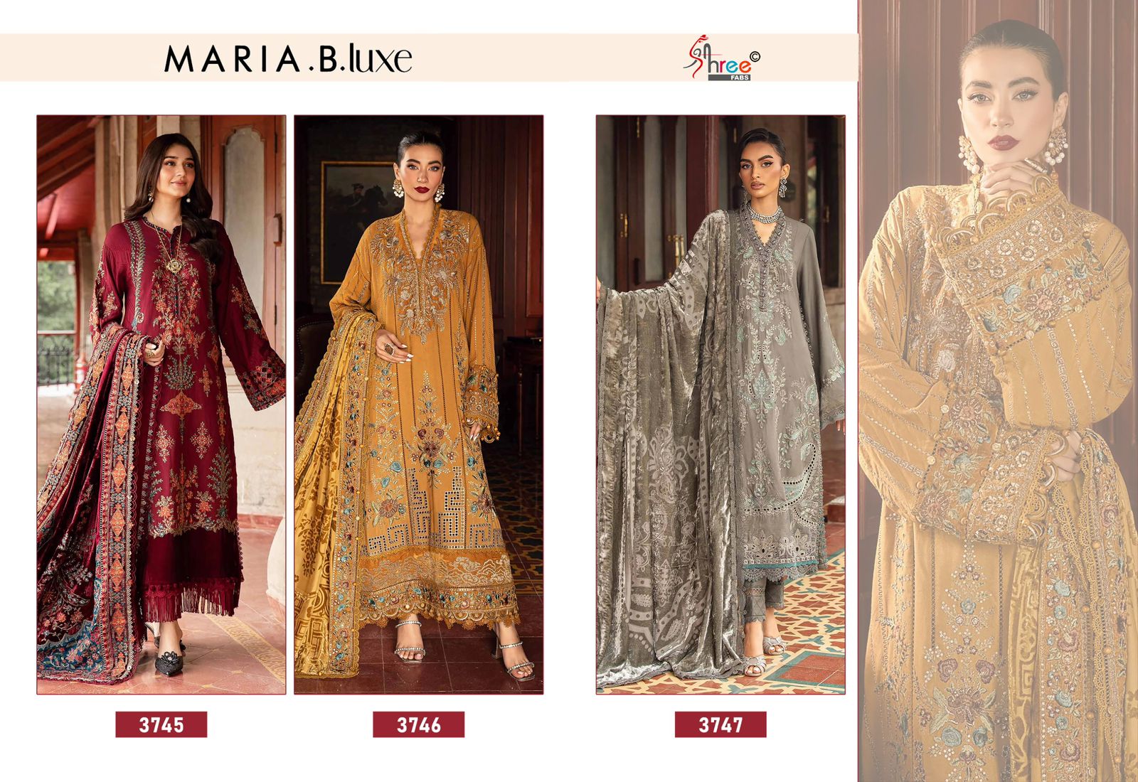 SHREE FABS MARIA B LUXE 3745-3747 PAKISTANI SUITS