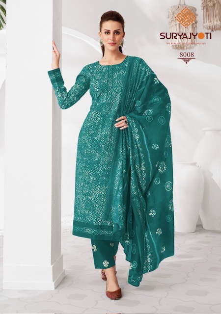 SURYAJYOTI PEHNAVA VOL 8 COTTON PRINTED SUIT WHOLESALER