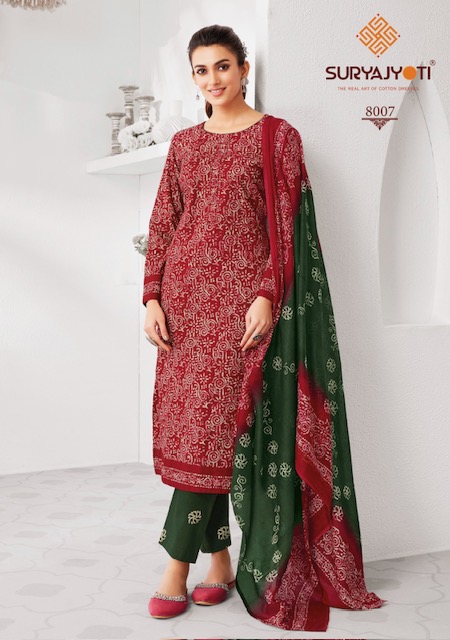 SURYAJYOTI PEHNAVA VOL 8 COTTON PRINTED SUIT WHOLESALER