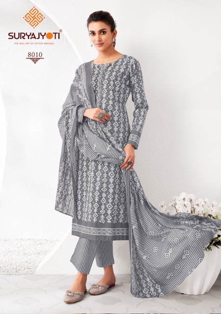 SURYAJYOTI PEHNAVA VOL 8 COTTON PRINTED SUIT WHOLESALER