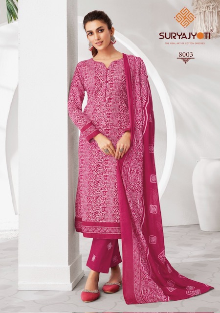 SURYAJYOTI PEHNAVA VOL 8 COTTON PRINTED SUIT WHOLESALER