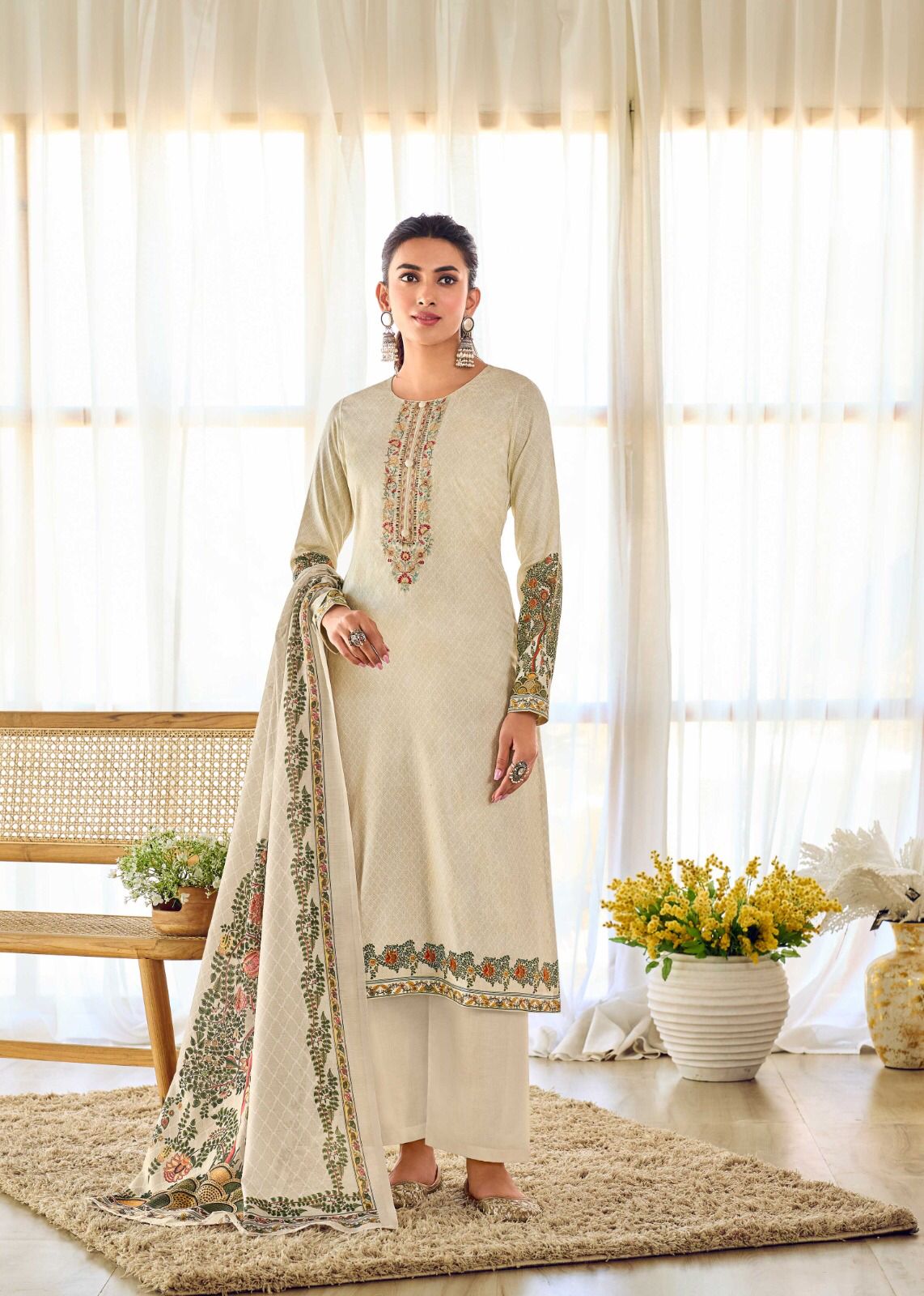 THE HERMITAGE SHOP MUGHAL PURE JAM SATIN SUITS