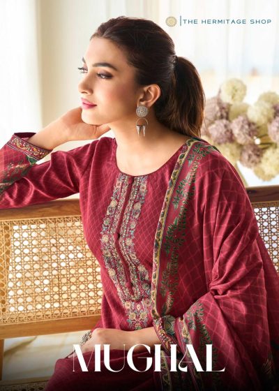 THE HERMITAGE SHOP MUGHAL PURE JAM SATIN SUITS