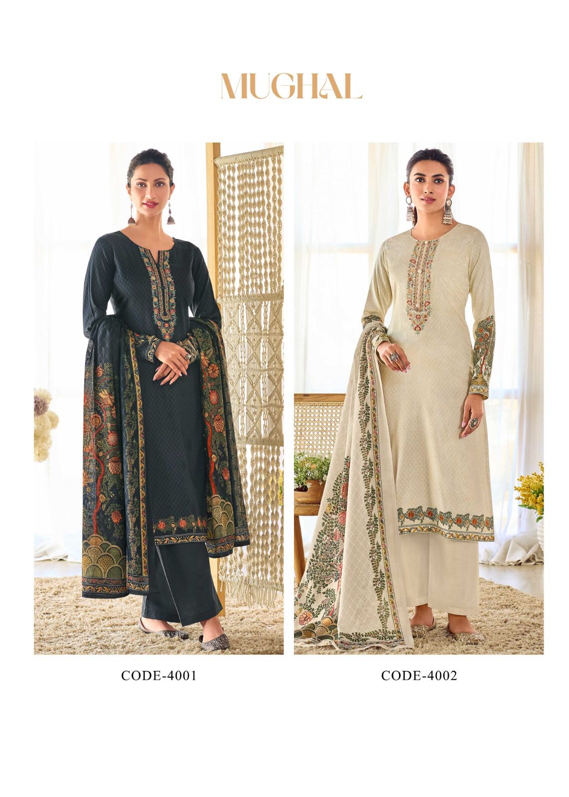 THE HERMITAGE SHOP MUGHAL PURE JAM SATIN SUITS