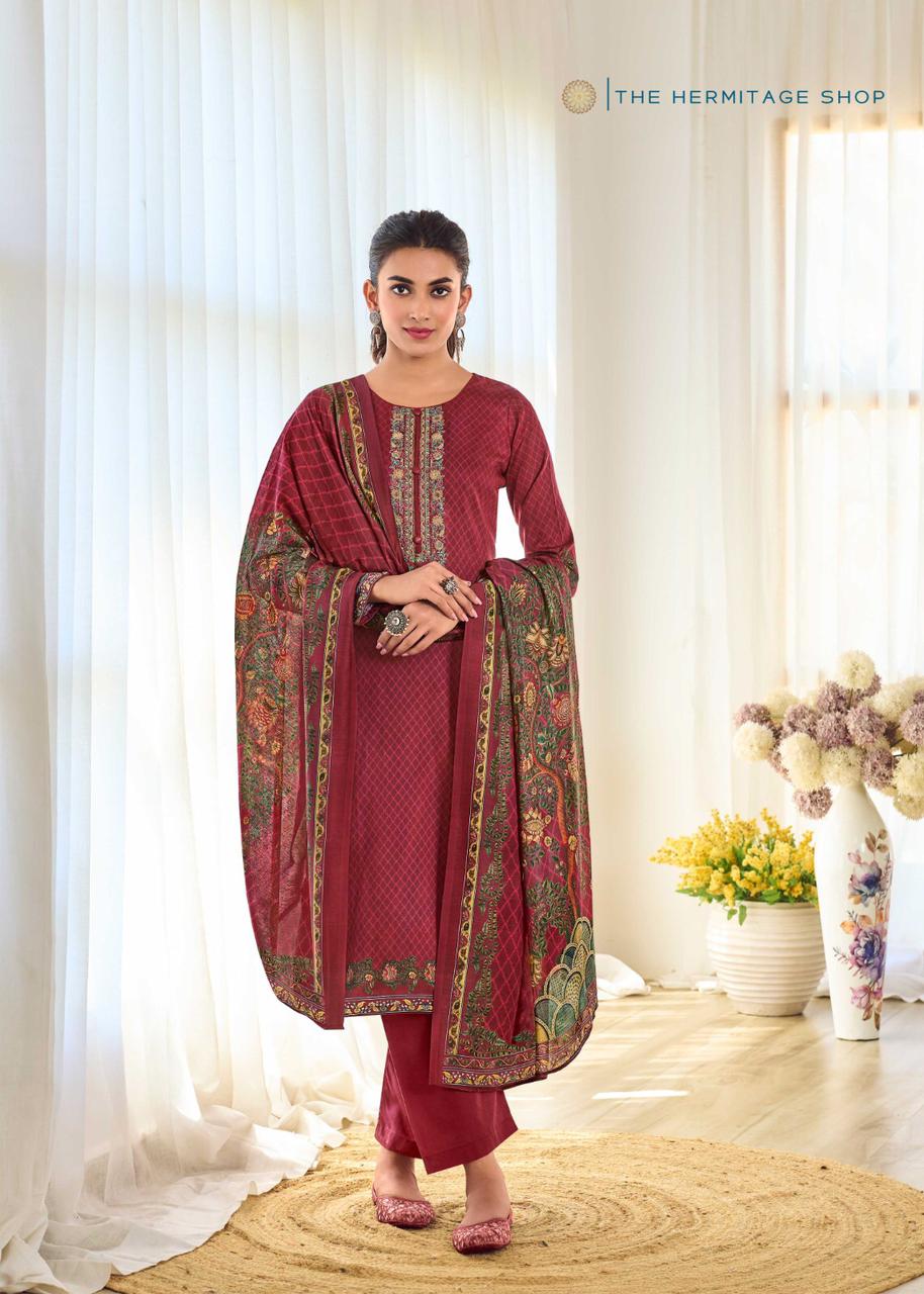 THE HERMITAGE SHOP MUGHAL PURE JAM SATIN SUITS