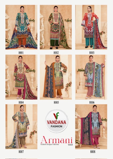 VANDANA FASHION ARMANI VOL 8 COTTON SUITS SUPPLIER