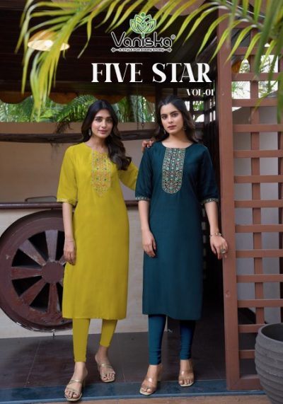 VANISKA FIVE STAR VOL 1 SILK EMBROIDERY KURTI SUPPLIER