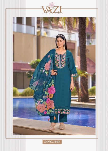 VAZI FASHION FIZA VISCOSE EMBROIDERY READYMADE KURTI