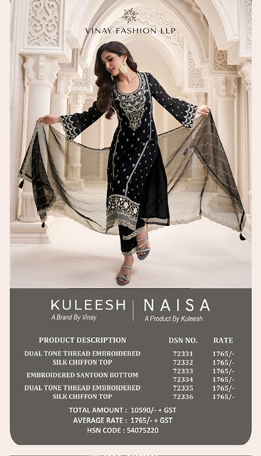 VINAY KULEESH NAISHA EMBROIDERY FANCY SUITS SUPPLIER