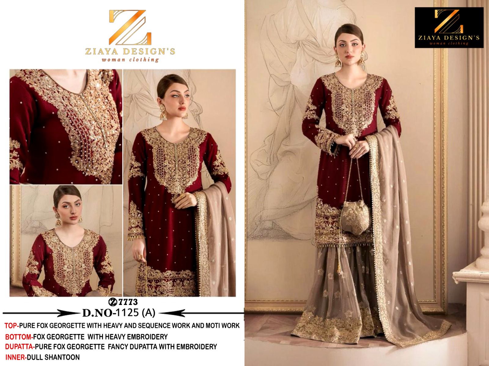 ZIAYA DESIGNS DESIGN NO 1125 PAKISTANI GEORGETTE SUITS