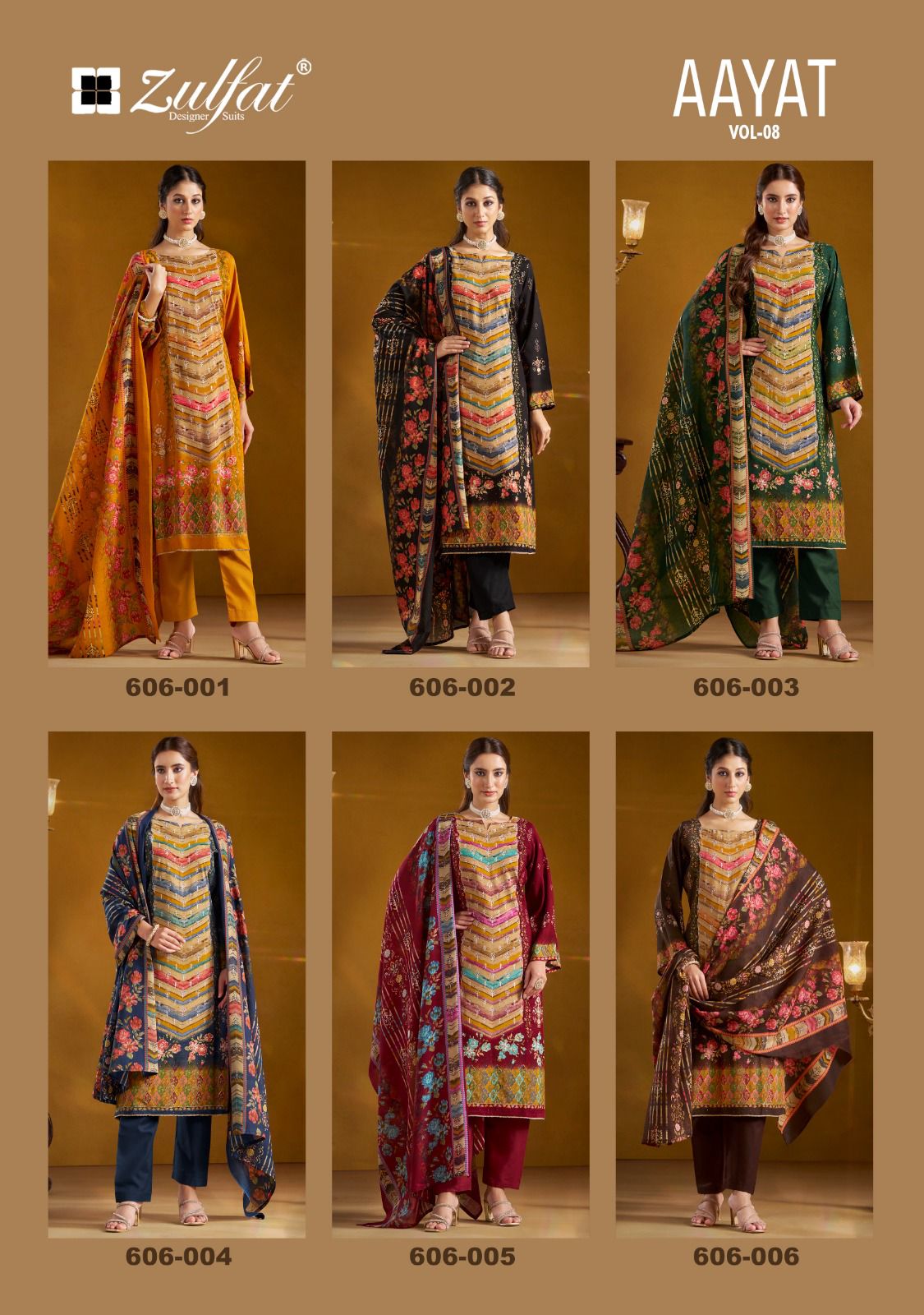 ZULFAT AAYAT VOL 8 PURE VISCOSE HANDWORK SUITS