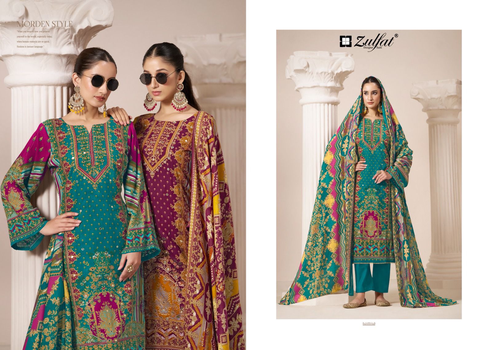 ZULFAT AAYAT VOL 9 PURE VISCOSE HANDWORK SUITS