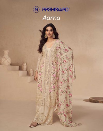 AASHIRWAD CREATION AARNA CHINNON SILK FANCY SUITS