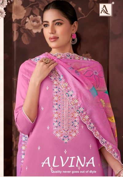 ALOK SUIT ALVINA COTTON LUCKHNAWI EMBROIDERY SUITS