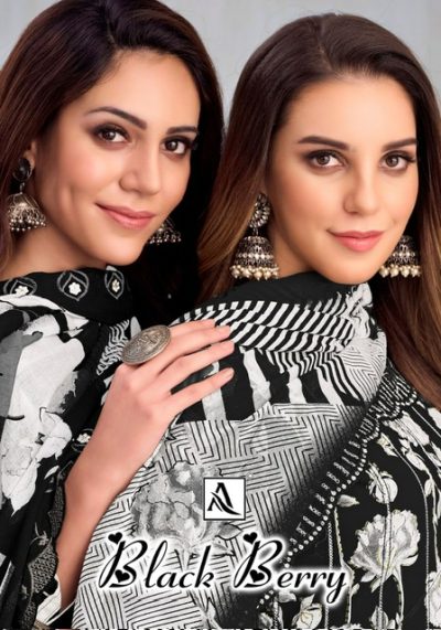 ALOK SUIT BLACK BERRY PURE COTTON PRINTED SUITS