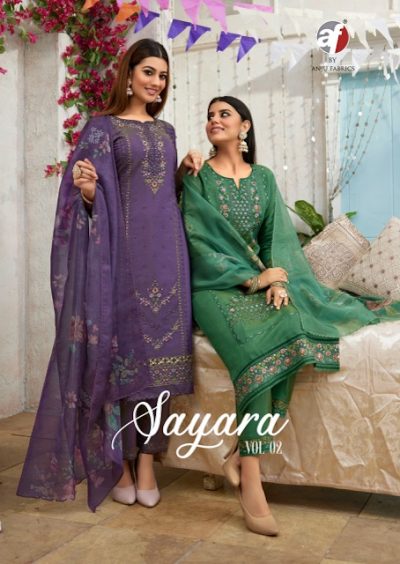 ANJU FABRIC SAYARA VOL 2 SHIMMER EMBROIDERY KURTI