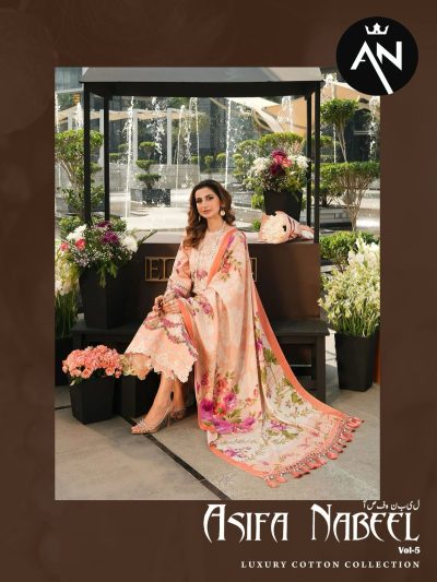 ASIFA NABEEL VOL 5 COTTON KARACHI SUITS CATALOG