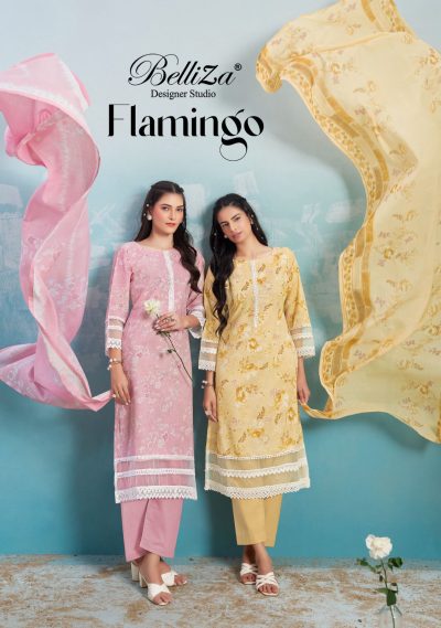 BELLIZA FLAMINGO PURE COTTON PRINTED SUITS