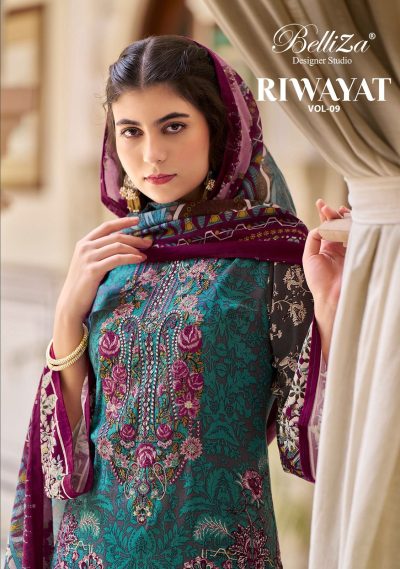 BELLIZA RIWAYAT VOL 9 PURE VISCOSE EMBROIDERY SUITS