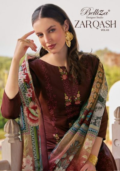 BELLIZA ZARQASH VOL 3 HEAVY JAM EMBROIDERY SUITS